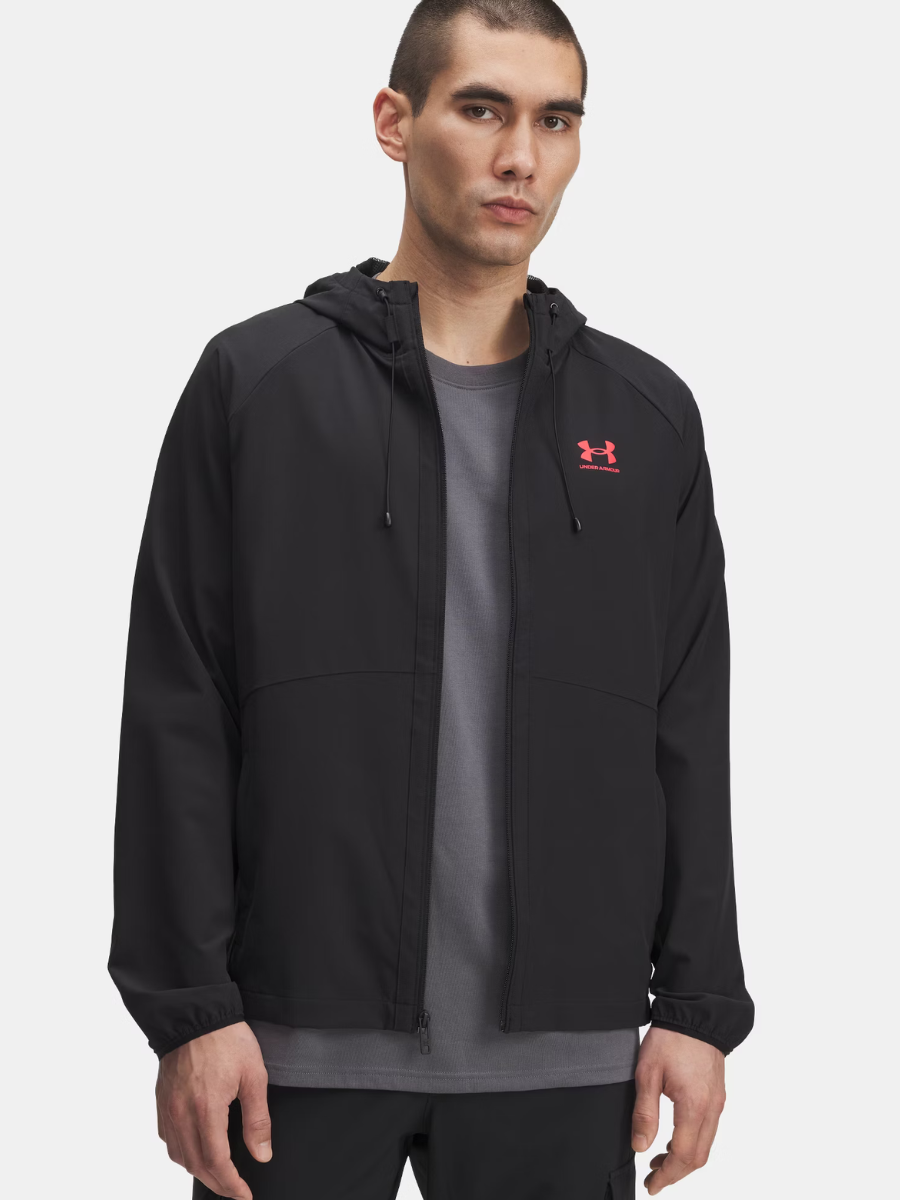 Under Armour - Stretch Woven Windbreaker - Black/Red